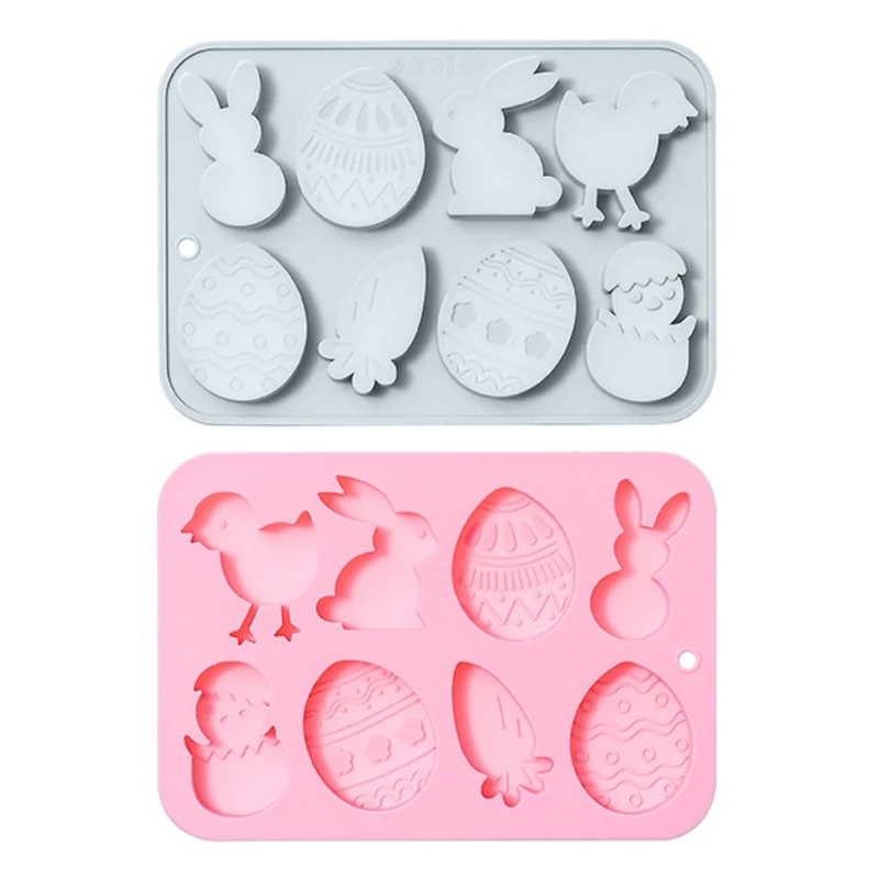 

8 Cavity Easter Rabbit Eggs Silicone Mold Fondant Chocolate Mold DIY Baking Tool