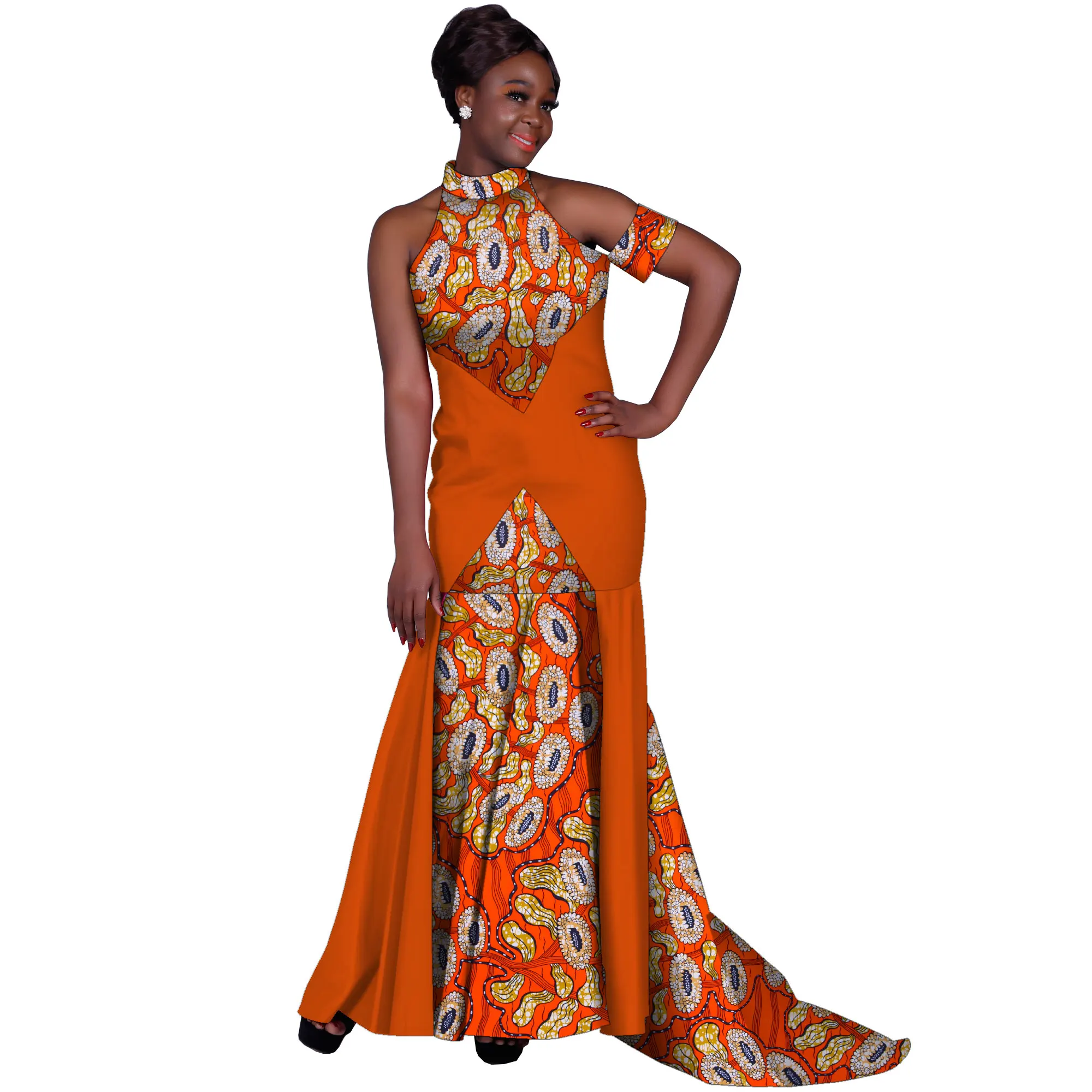 Robe Longue Africaine En Tissu Wax - Taille L - Violet Et Jaune - Neuve Sans étiquettes