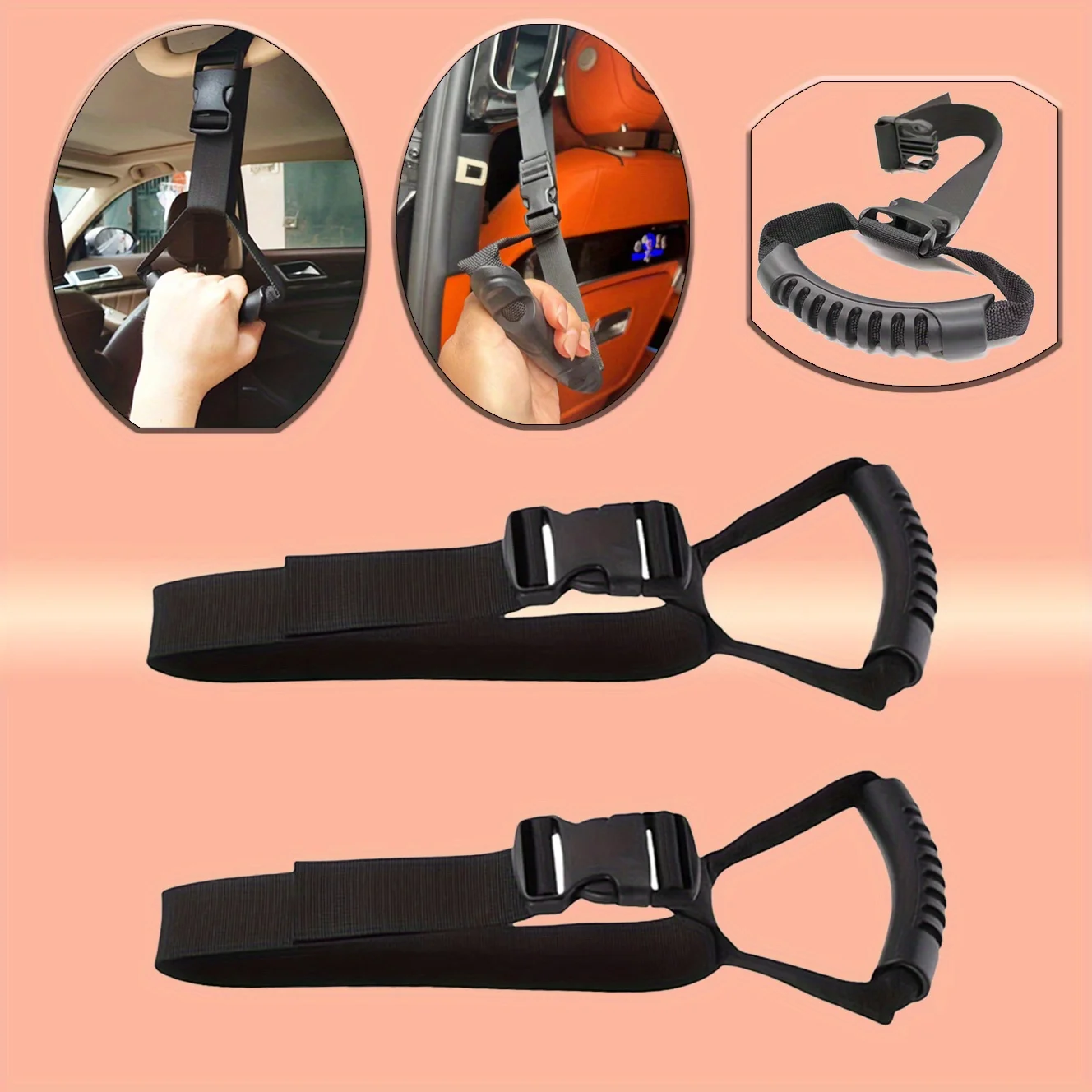 Ergonomic Car Door Handle Assist for Elderly &Disabled -Adjustable Nylon Hand Strap with Secure Buckle,Interior Safety Accessory