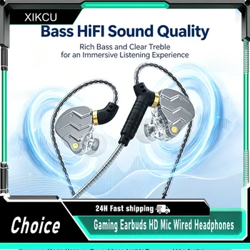Auricolari da Gaming con Microfono HD, Cuffie Cablate con Bassi HiFi, Auricolari con Gancio per Orecchio, Cuffie con Riduzione del Rumore