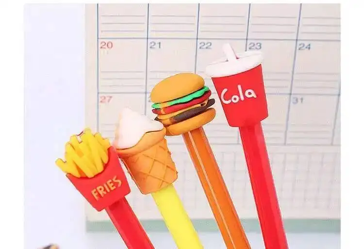 1 Stück Lytwtw's süße Kawaii kreative Fast-Food-Hamburger Cola Schule Büro Schreibwaren Gelstift süße schöne lustige Pommes-Eis – Detail 14
