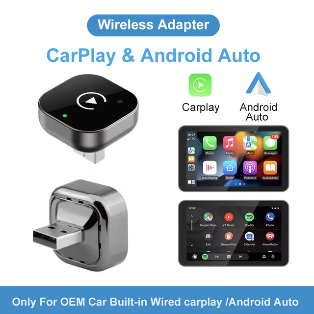 Adaptateur CarPlay sans fil 2026 2-en-1 : Dongle filaire vers sans fil pour Apple et Android Auto, Plug and Play, Accessoire universel pour voiture 1