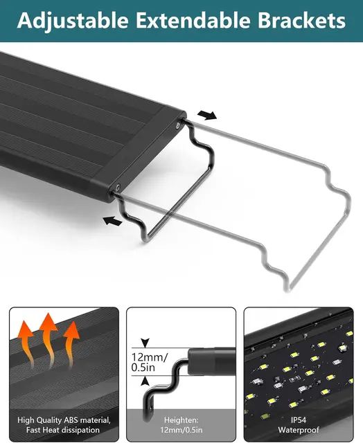 Led Aquarium Light for Plants-Full Spectrum Fish Tank Light with Timer Auto On/Off Adjustable Brightness White Blue Red Green 5