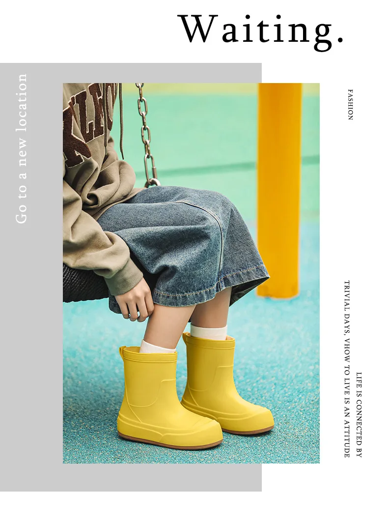 Evshine Frauen Mode Regen Schuhe Im Freien Wasserdichte Arbeit Garten Schuhe 2025, Neue Kurze Röhre Regen Stiefel Weichen Boden Dame Ankle Boot – Detail 16