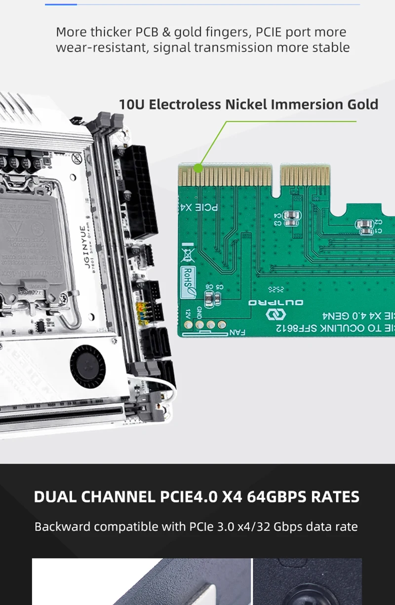 Oculink Extension Card PCIe4.0 X4 to SFF 8612 Extension Card Low Profile Bracket