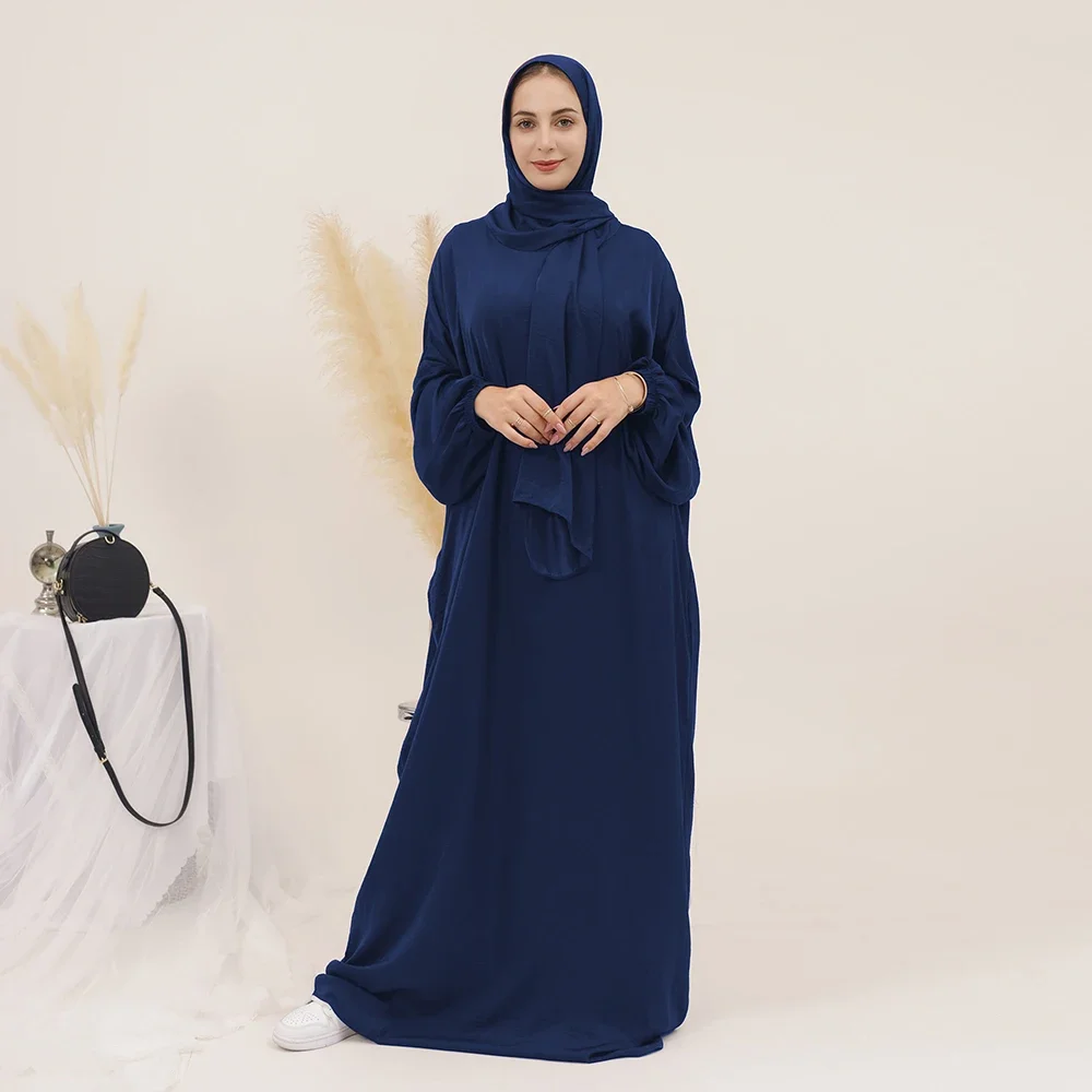 Muslim Abaya with Attached Scarf Hooded Prayer Hijab Dress One Piece Jilbabs for Women Dubai Turkey Ramadan Islamic Clothing