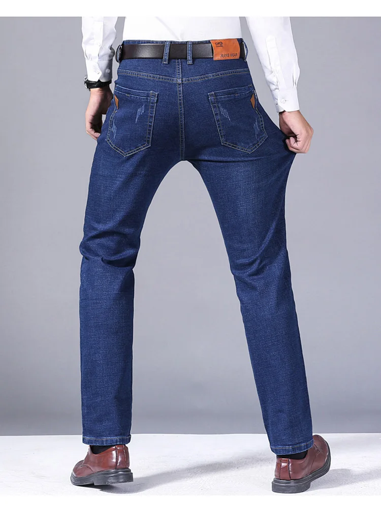 Men Fashion Straight Jeans Men 2024 New Stretch Slim Fit Pants Comfortable Soft Business Denim Trousers Male Brand Clothing 5