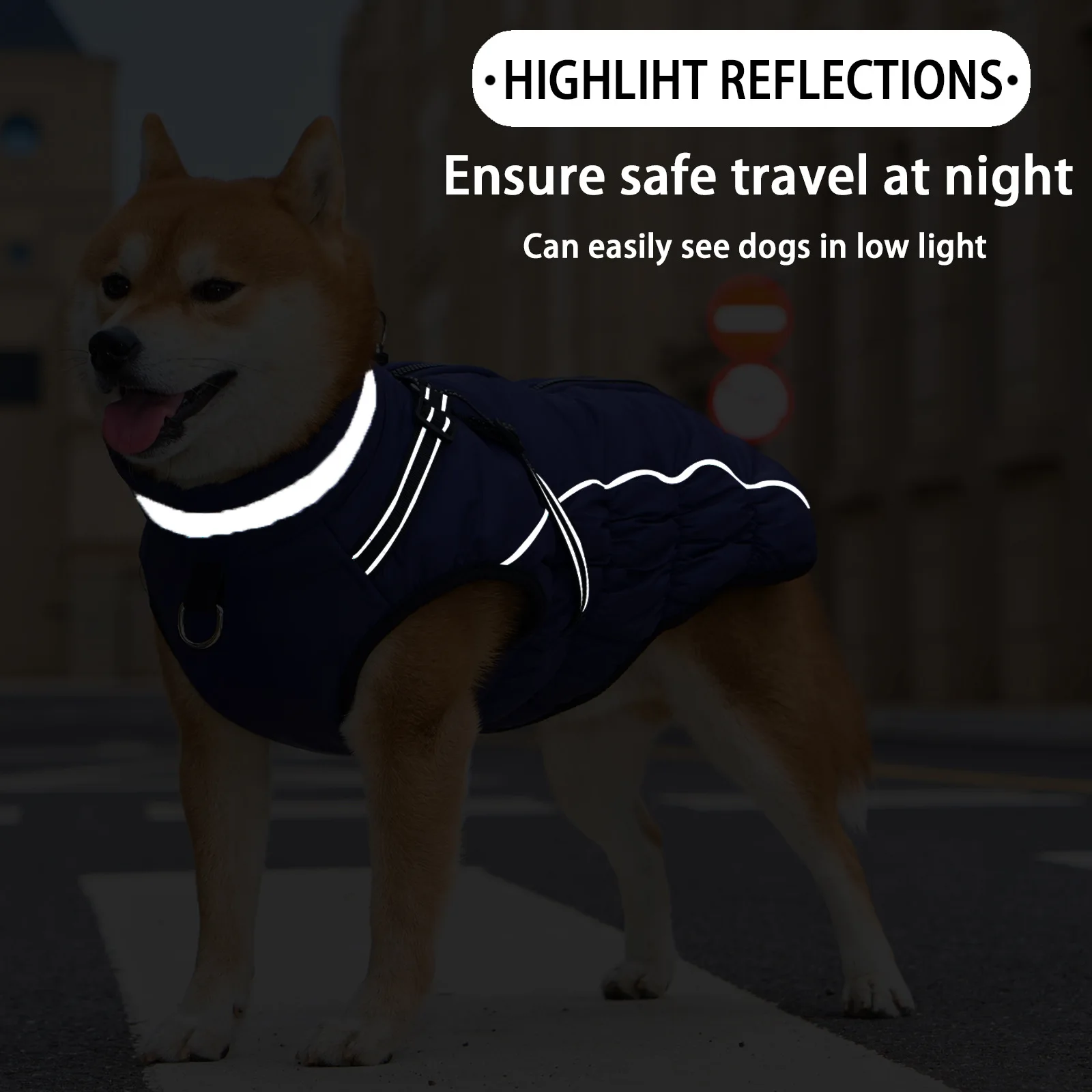 Medium and Large Dogs Are Protected From Wind and Cold By Winter Warm Cotton Clothing and Reflective Cotton for Walking At Night