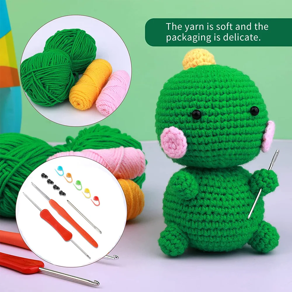 Crochet Kit Knitting Supplies Material Craft 1 Cotton Yarn Thread Needles Hook Video Tutorial