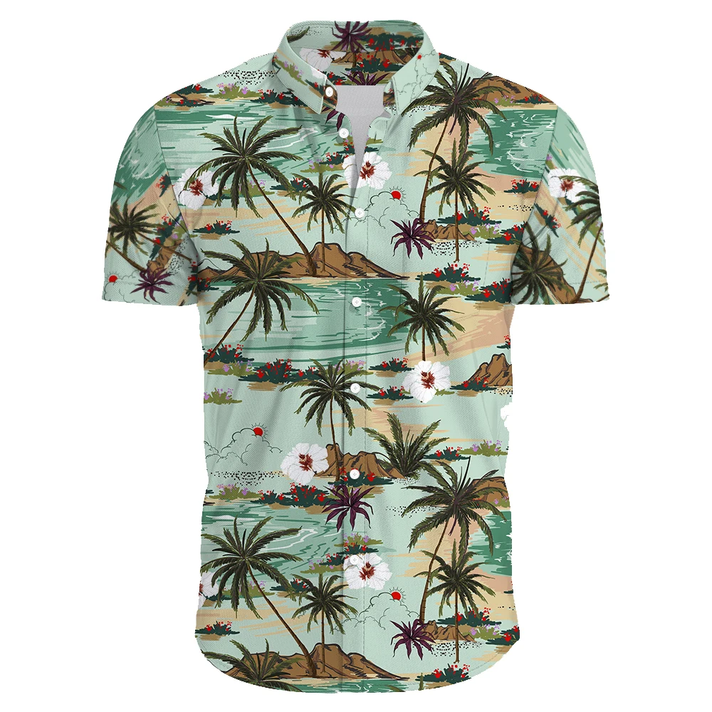 Summer Hawaiian Dress Shirt Mens Loose Colorful Printed Short Sleeve Plus Size 5XL Brand Clothing Men Beach Floral Aloha Shirts