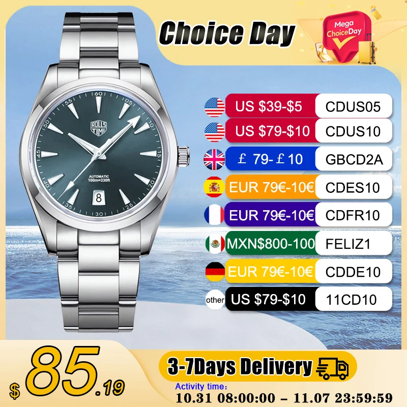 TYBERLEY elegante orologio meccanico automatico da uomo 43 mm Giappone NH35 movimento a carica automatica lunetta in ceramica acciaio inossidabile impermeabile business sport orologio da polso
