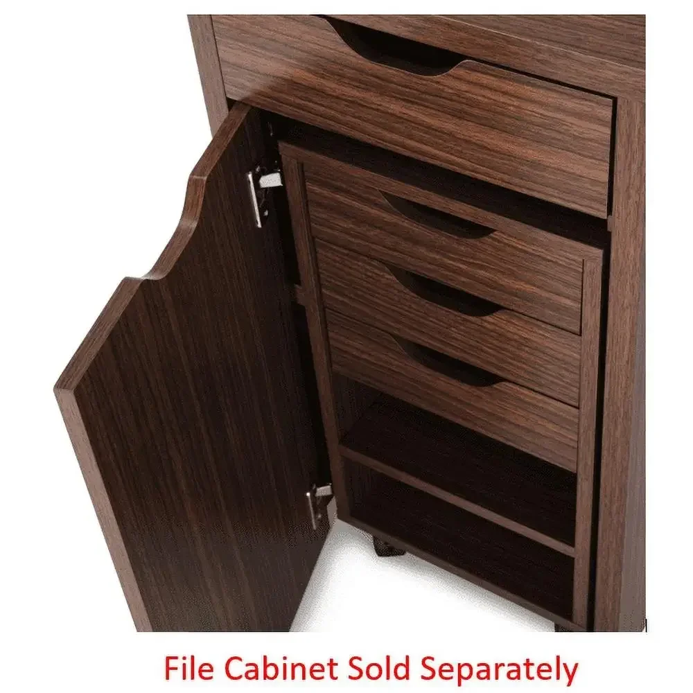 Perkins Desk with Metal Frame Cocoa File Cabinet 40" L Stylish Multi-functional Workstation Study Home Office Dorm Room Storage 6