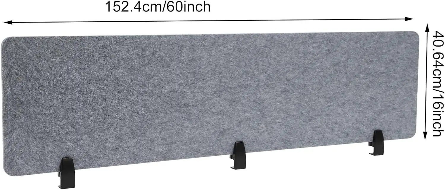 2Pcs Acoustic Freestanding Privacy Partitions 60""X16"" Gray Desk Panels Noise Reducing Freestanding Desk Partitions Acoustic 2