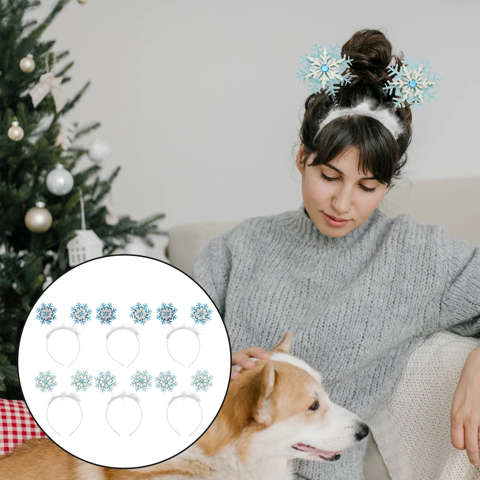 

6Pcs Unique Snowflake Hair Wear Xmas Party Hair Hoops Hairband