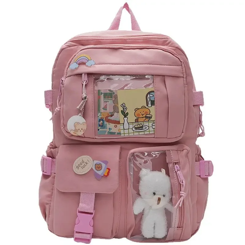 Korean Style Fresh Cute Large Capacity Casual Middle School Girls Backpack Lightweight Storage School Bag AE Stock Origin China 5