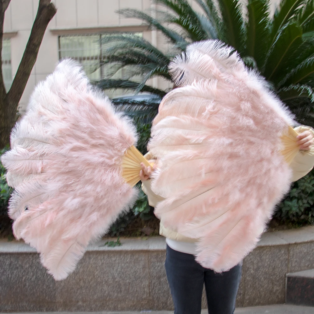 

Large Ostrich Feather Fans Fluffy Performance Dance Folding Hand Held Fan 130CM Various Styles Party Props Stage Show Props Fan