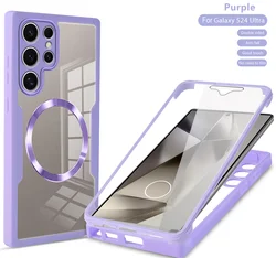 Magnetic 360° Dustproof Phone Case with Integrated Screen Protection - Galaxy S22 (Purple)
