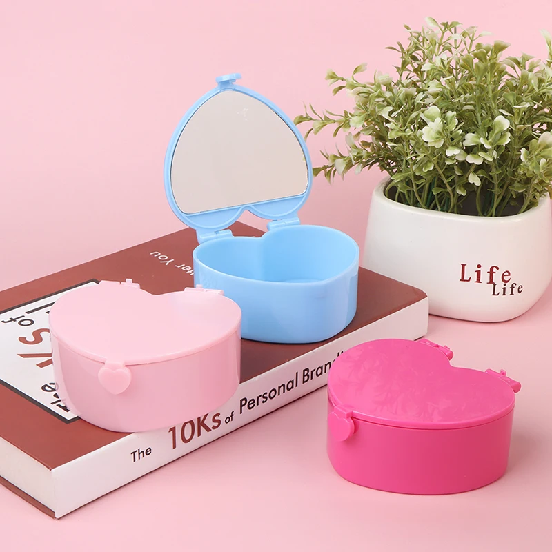 

Heart-shaped Jewelry Box Pink Girl Heart Jewelry Storage Box Desktop Student Dormitory Love Double Mirror Make Up Organizer Box