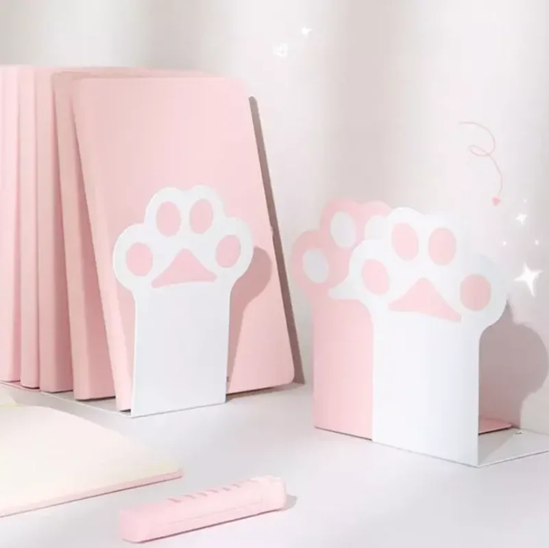 2pcs 크리 에이 티브 고양이 발 북 엔드 Kawaii Anti-skid Book Organizer 데스크탑 도서 지원 한국어 편지지 학교 사무용품