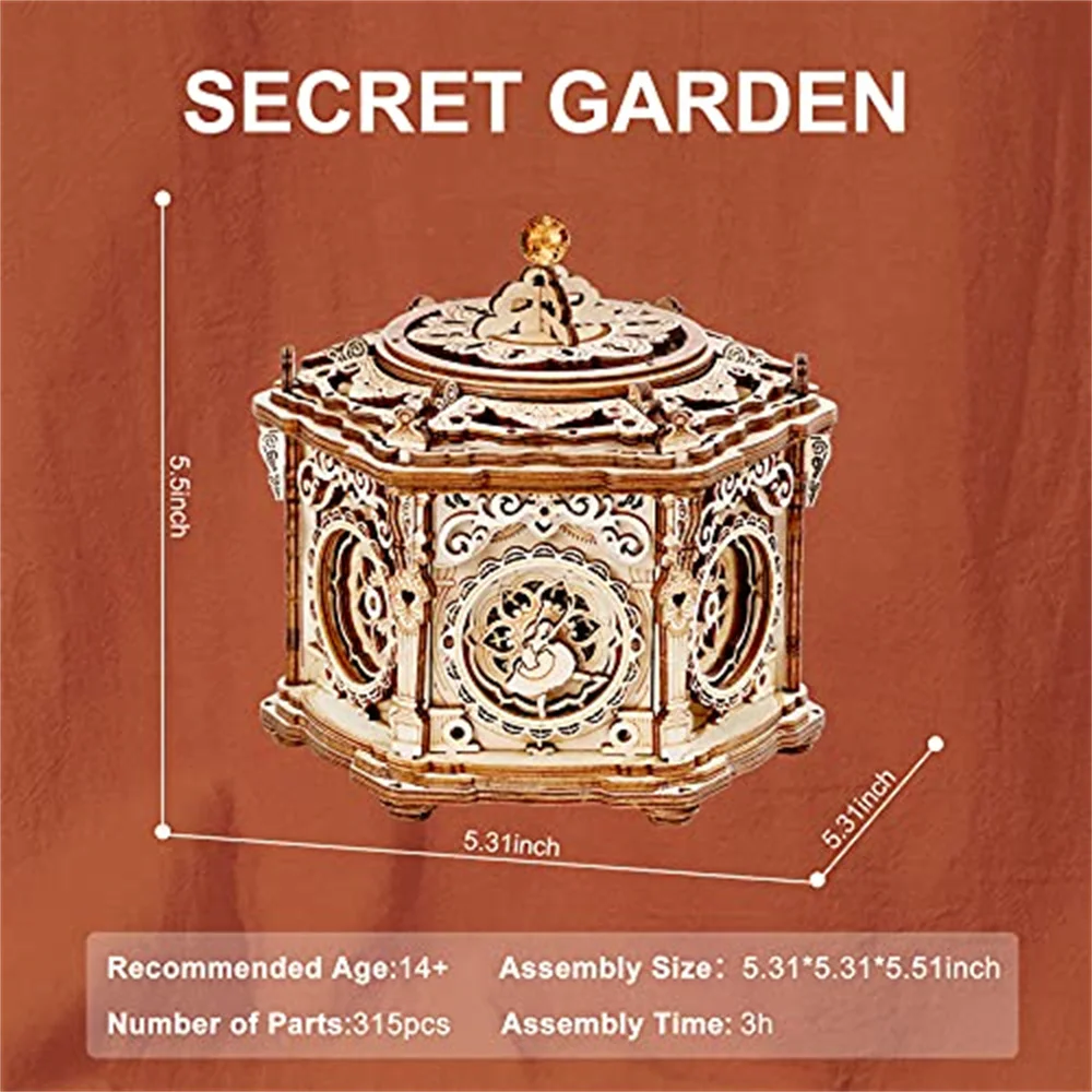 Robotime Secret Garden DIY 機械式オルゴールキット 3D 木製パズル