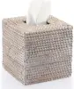 Rattan Nordic Square Tissue Boxes Storage Napkin Holder Paper Case Organizer Ornament Craft Desktop Tissue Holder Tissue Box 3
