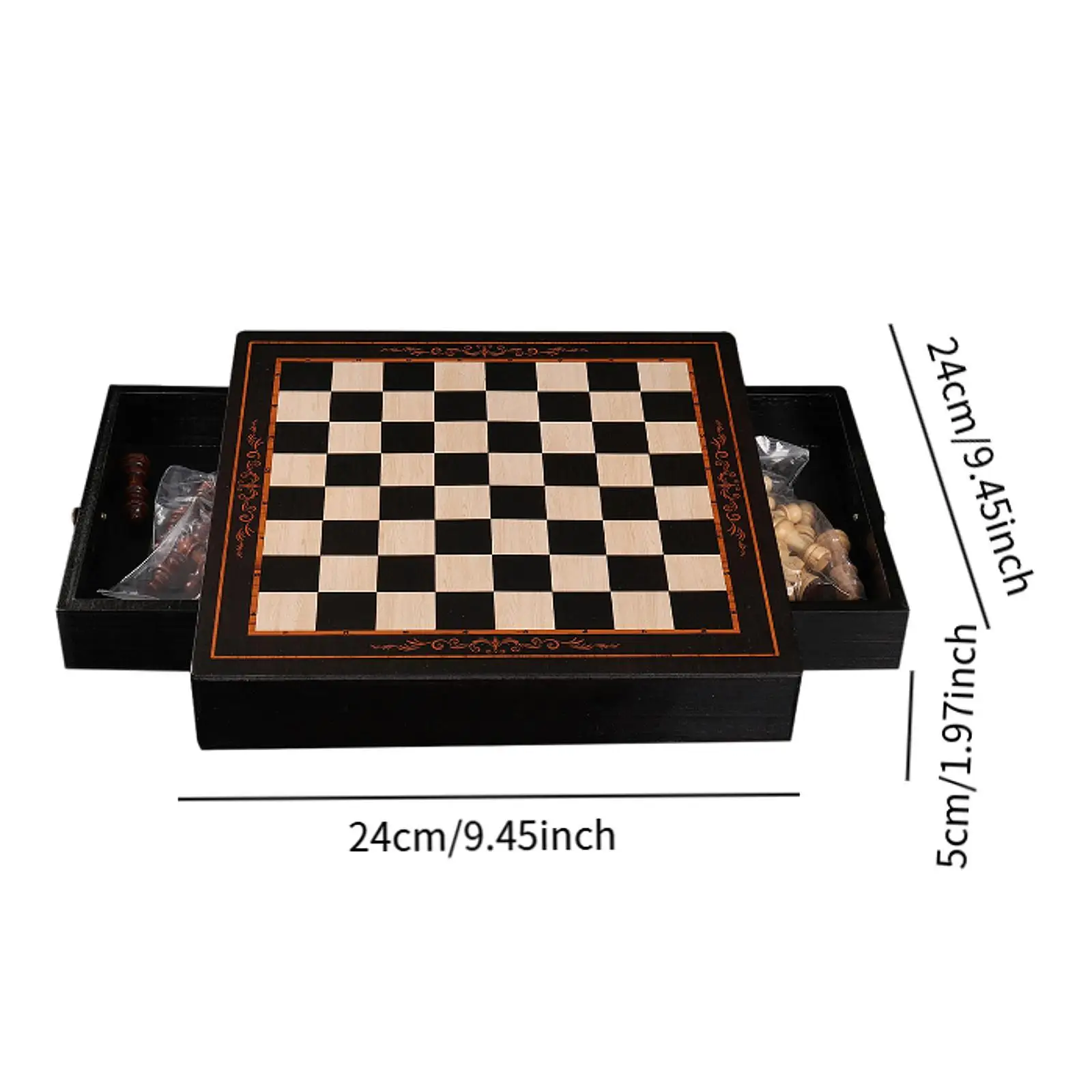 Chess Board Set Strategy Game Housewarming Gift 2 Extra Queens Board Games with Drawers for Outdoor Schools Camping Kids Family