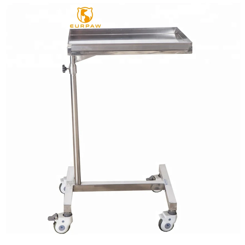 

EURPET Veterinary Equipment movable Operating Table Trolley Mayo Hospital Furniture for Emergency