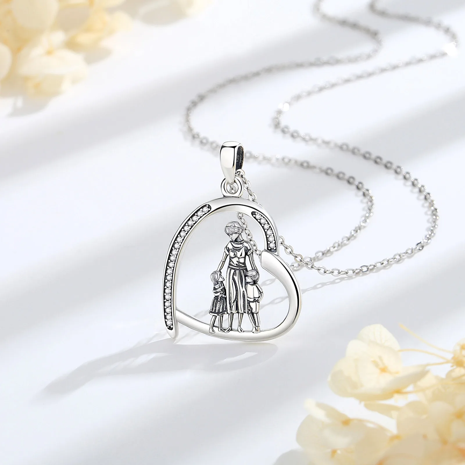 EUDORA Collana Cuore In Argento 925 Con Pietra Di Febbraio (Ametista) E Scritta "Ti Amo Fino Alla Luna E Ritorno" - Regalo Per Fidanzata, Moglie O Mamma