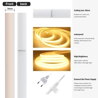 220V หรี่แสงได้ COB LED Neon Strip Light สวิตช์หรี่ไฟชุดปลั๊กกันน้ํา 288 LED Flex Tube โคมไฟสูง Bright WARM/สีขาวธรรมชาติ 4