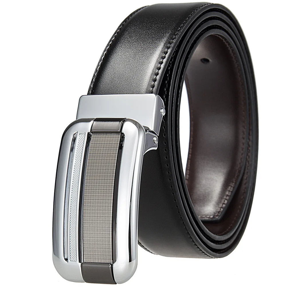 

Casual 3.5CM Men's Belt Business Classic Automatic Buckle Fashion Oval Alloy Buckle Gold Split Leather Belt