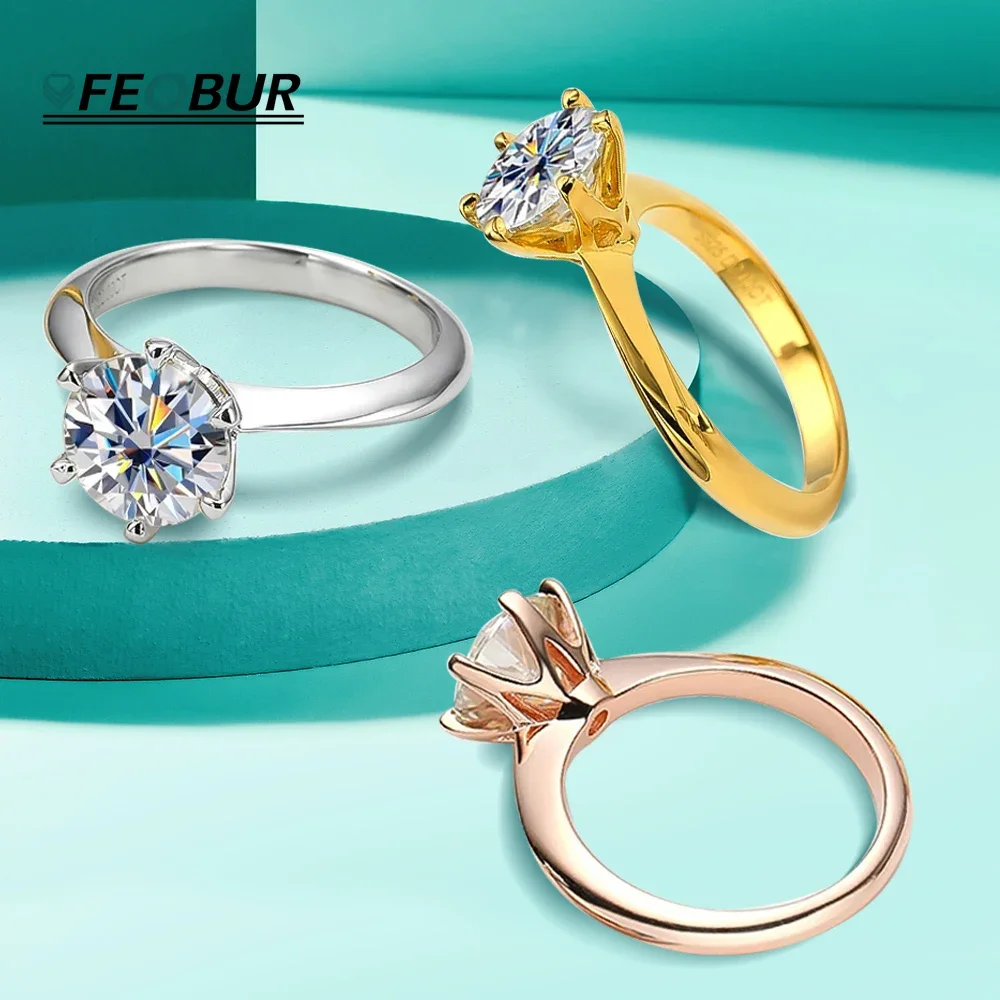 Gra Certified D Color Moissanite Rings For Women 925 Sterling Silver Classic 6 Prong Solitaire Fidanzamento Wedding Band Jewelry