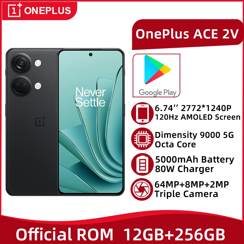

Oneplus ACE 2V 5G 12GB 256GB Dimensity 9000 Octa Core 6.74'' 120Hz AMOLED Display 64MP Triple Camera