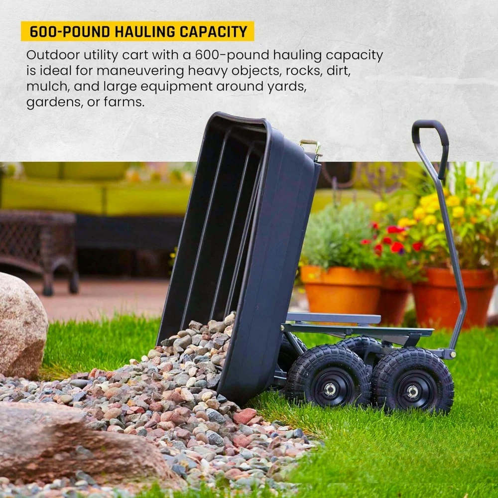 Folding Poly Garden Dump Cart – 600 lb Capacity, 10" Tires 6