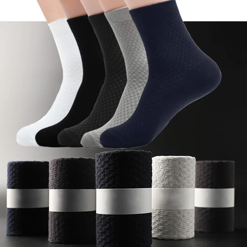 

Men's 3 Pairs Bamboo Charcoal Fiber Deodorant Socks Spring Summer Solid Color Middle Tube Casual Business Sock Men Calcetines