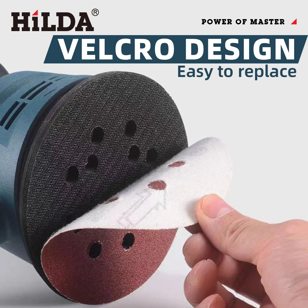 Electric Sander Cordless Sander HILDA 5-Inch Random Orbit Sander 6 Variable Speeds 6000 to 13000 RPM Woodworking Dust Box