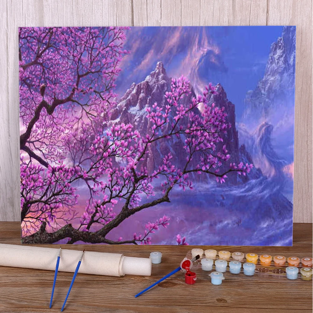 Fantasy Scenery Flowers Paint By Numbers Stickers & Posters