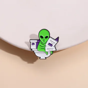 ET 외계인 변기 에나멜 핀 배지 병아리 칼, 동물 귀여운 브로치 쥬얼리, 여성용 라펠 백