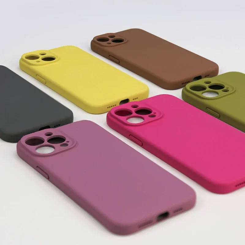 Chic Pink Liquid Silicone Phone Case with Matte Soft Bumper