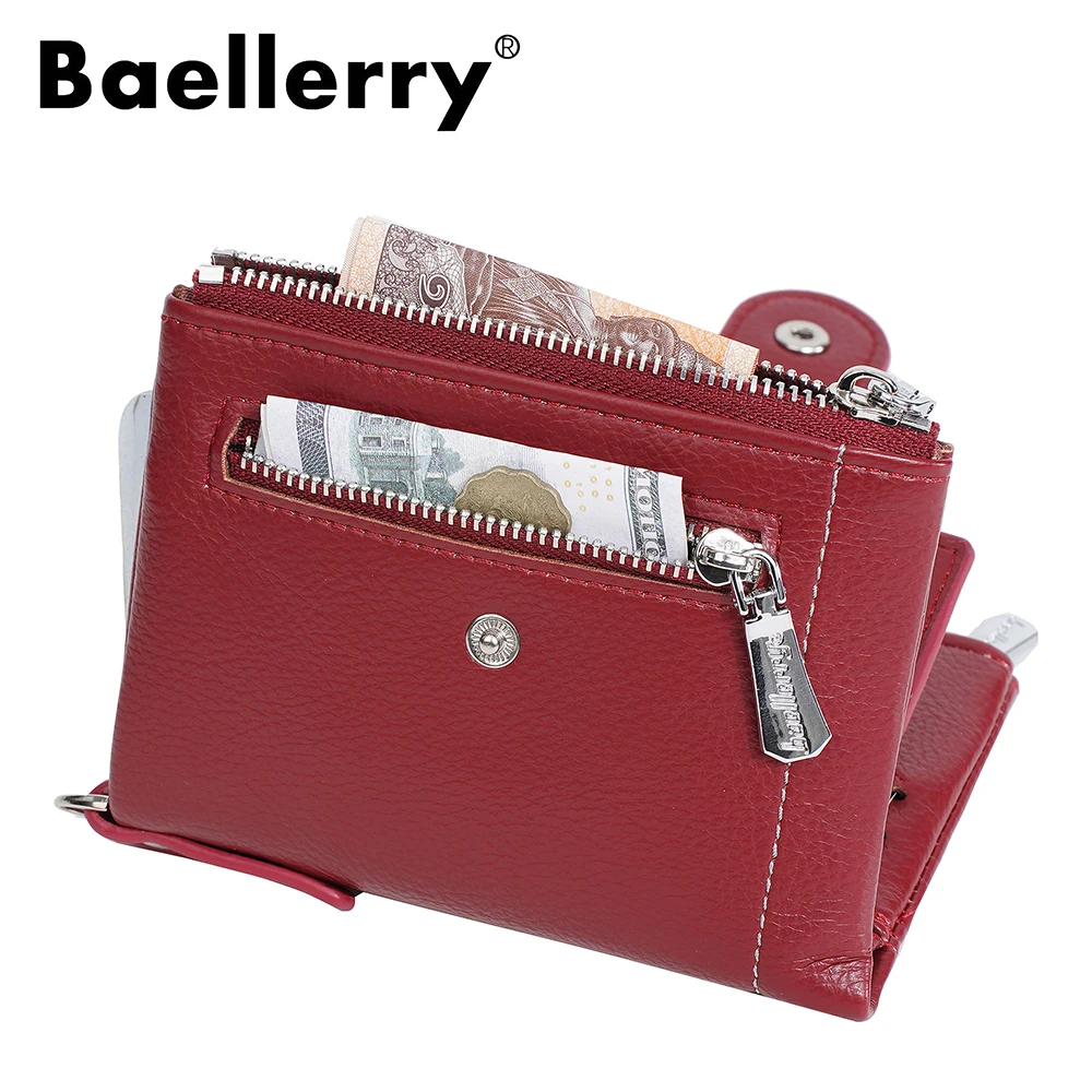 Baellerry Designer Women's Wallet with Keychain Strap, Multi Card Holder & Coin Zip Pocket, Ins Style Short Bifold Wallet for Wo
