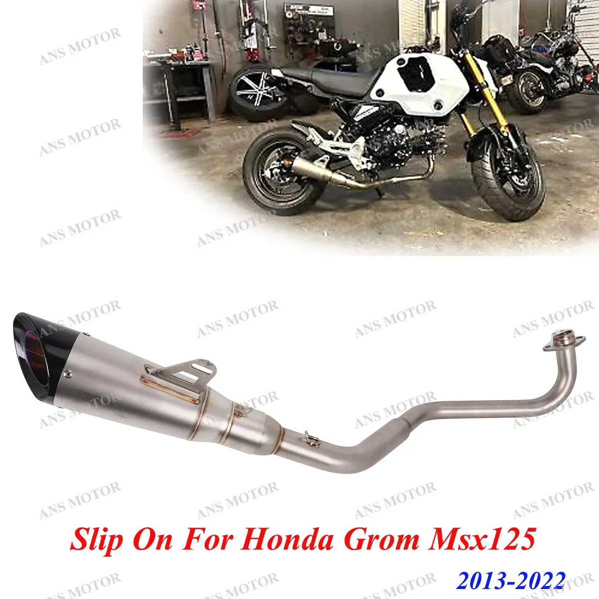 Slip On For Honda Grom Msx125 2013- Complete Exhaust System Motorcycle Eacape Moto Exhaust Muffler With Removable DB Killer