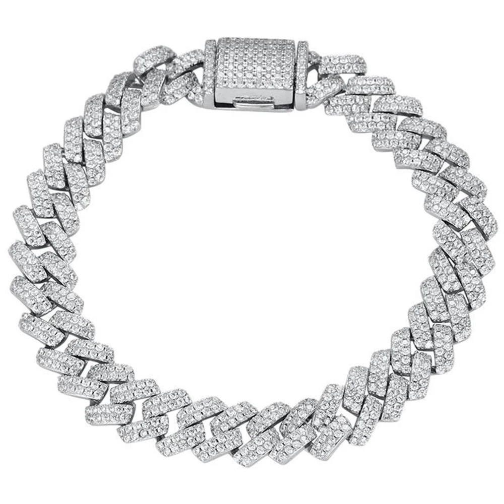 WUIHA Hip Hop 925 Sterling Silver Lab Sapphire High Carbon Diamonds 8.3 MM Cuban Bangle Bracelet Tennis Fine Jewelry Wholesale 2
