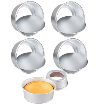 1/2/4pcs 4 inch Round Cake Pans with Removable Bottoms 1