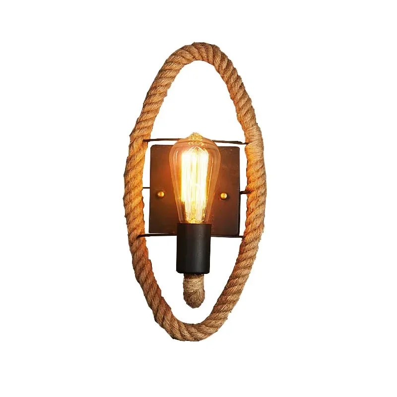 

Bedside Decoration Bedroom Retro Creative Stair Aisle Iron Hemp Rope Vanity Light Fixture Living Room American Wall Lamp