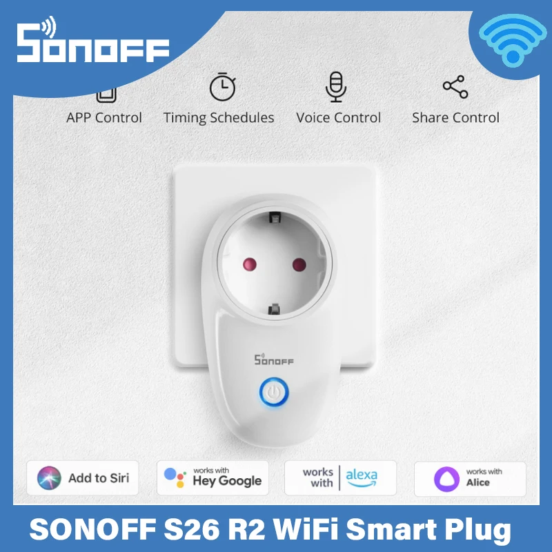 Sonoff S26 Wifi Smart Plug Presa Eu-Fr/Us/Br/De Timer Presa Di Corrente A Muro Supporto Alexa Google Home Ewelink Alice Smartthings