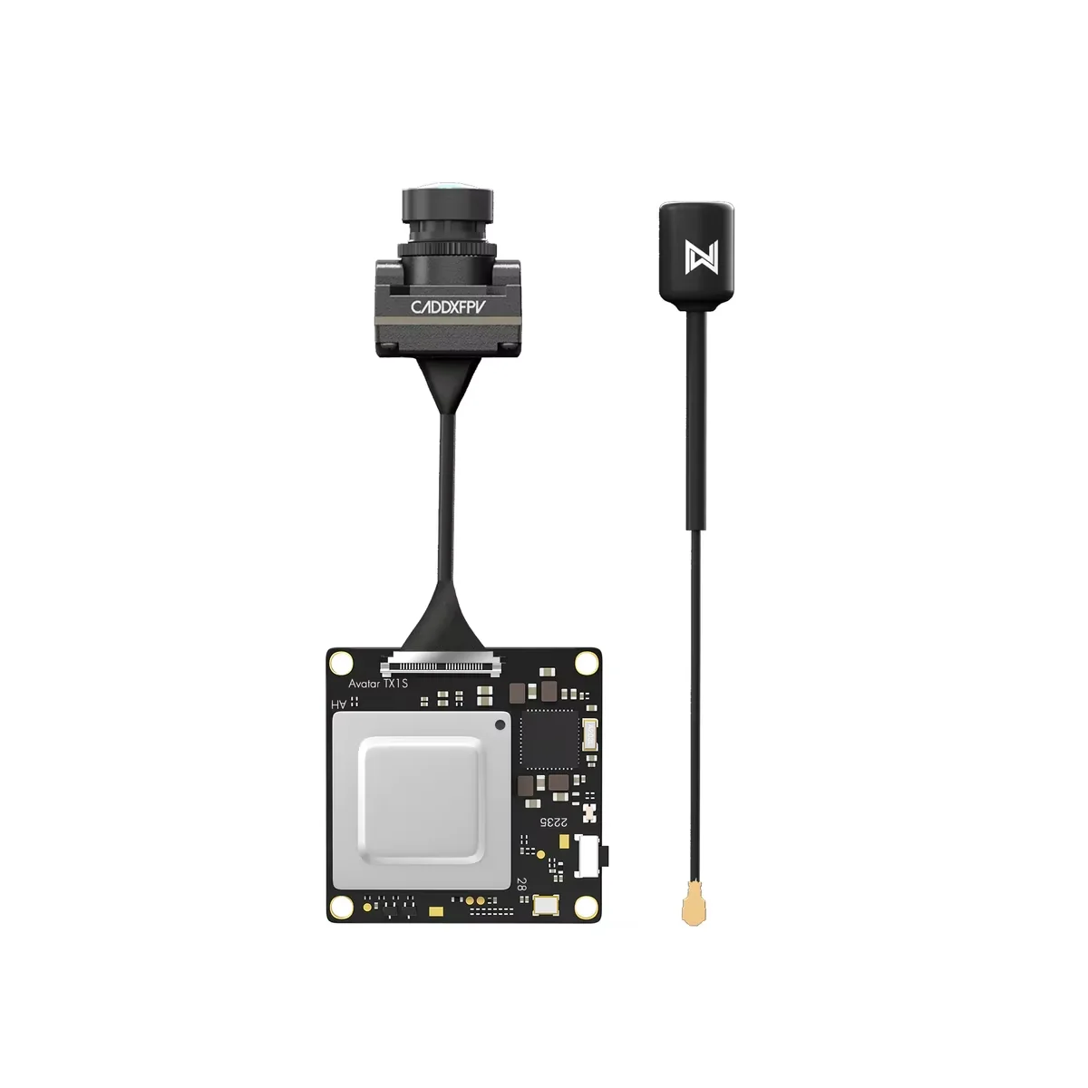 Kit FPV Avatar Mini 1S HD 1080p 60fps 500mW 32Go - Vtx et Caméra Nano montrant le dissipateur thermique