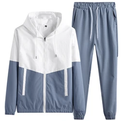 New Spring Men Casual Sets Mens Joggers Hooded Tracksuit Sportswear Jackets+Pants 2 Piece Sets Hip Hop Running Sports Suit 5XL