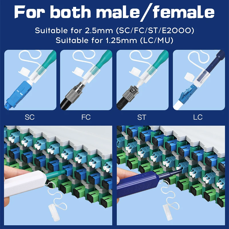 2 개/몫 광섬유 섬유 펜 도구 2.5mm LC MU 1.25mm SC FC ST LC 커넥터 광학 스마트 클리너