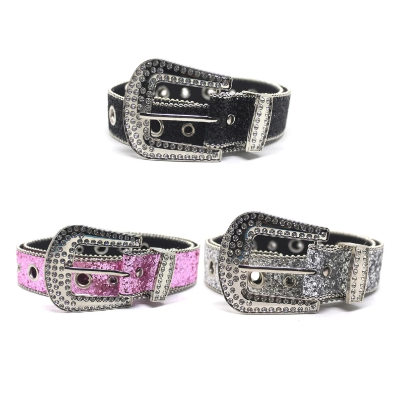 

Y1UB Multiple Color Waist Belt Western Sequins Belt Cowgirl Cowboy Belt