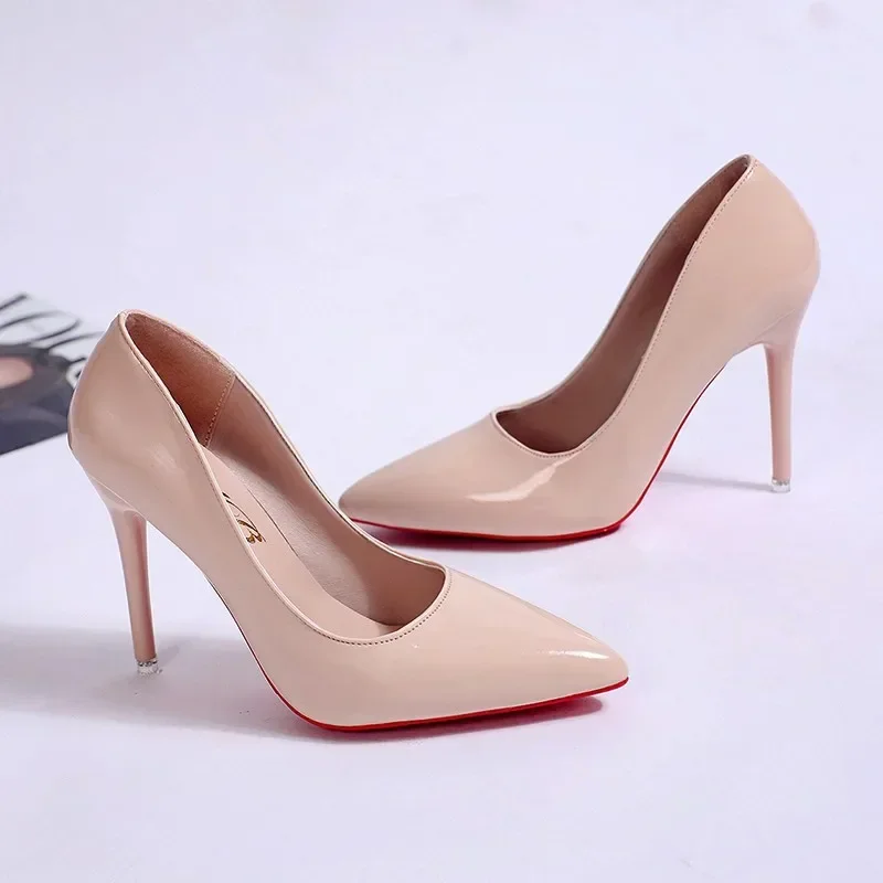 Nightclub High Heel Pointed Toe Stiletto Red Fashion Women\'s Shoes Shallow High Heels Red Bottom High Heels  Lolita Shoes