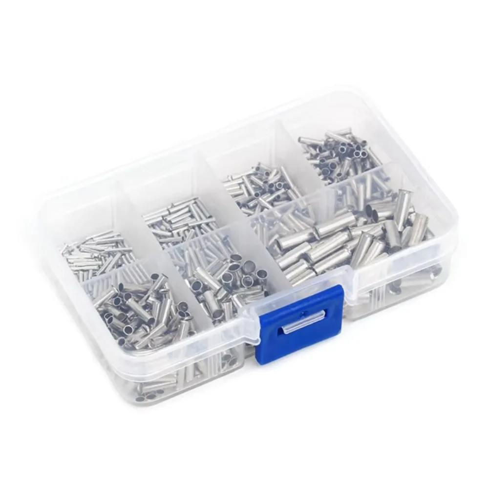 Bare Terminal Tubular Wire End Ferrules 600/700pcs Mix Size Uninsulated Cable Sleeves Simple for Wire Connection Pin Crimp